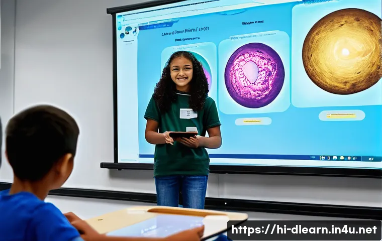 디지털 학습의 상호작용 - **Prompt:** A vibrant, dynamic image capturing the essence of interactive digital learning, contrast...
